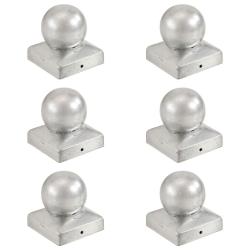 Bouchons de poteau 6 pcs Globe final Métal galvanisé 71x71 mm