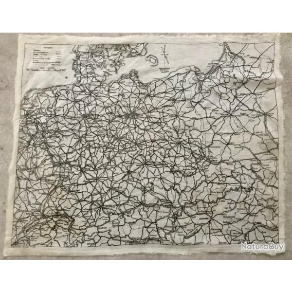 Carte Foulard Evasion Pilote RAF Allemagne 9U Original d'poque