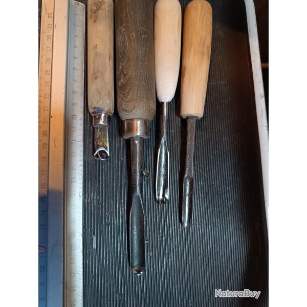 Outils ancien armurier crossier travail du bois gouge