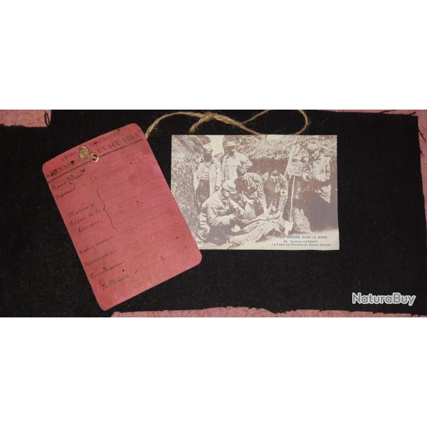 Etiquette cartonne Bless Franais 1914/1915 Rouge ou Beige jauntre Belle Repro