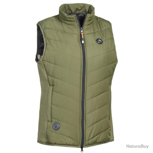 GILET DE CHASSE FEMME CHAUFFANT HYBRIDE KAKI PROHUNT