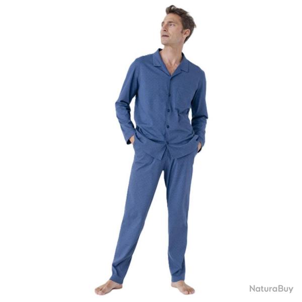 PYJAMA HOMME BOUTONNE JERSEY MARINE - M - DAMARTSPORT