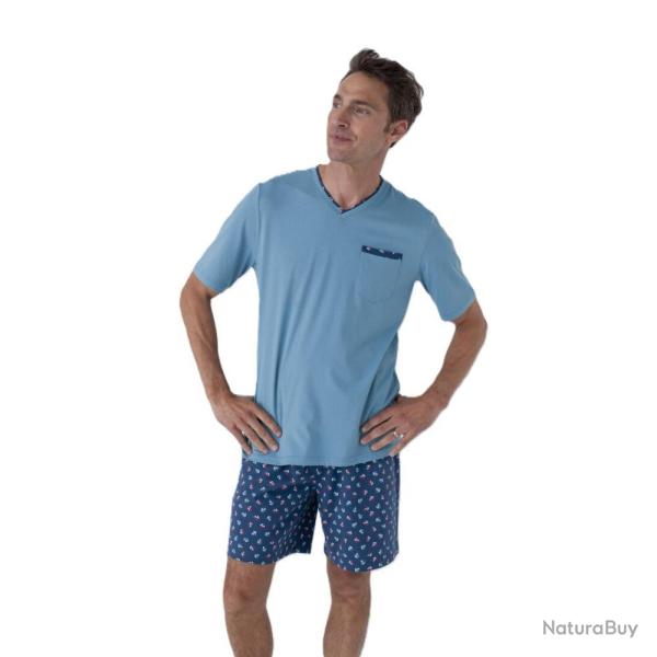 PYJASHORT HOMME JERSEY BLEU ADRIATIC - L - DAMARTSPORT