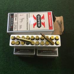 Lot de 100 balles Calibre 222REM WINCHESTER SUPER X VARMINT & PREDATOR 50 grains (3,24 grammes)
