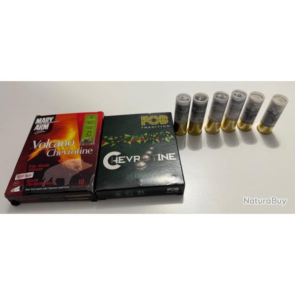 Chevrotine 21 grains MARY arme et FOB en calibre 12 = 26 cartouches