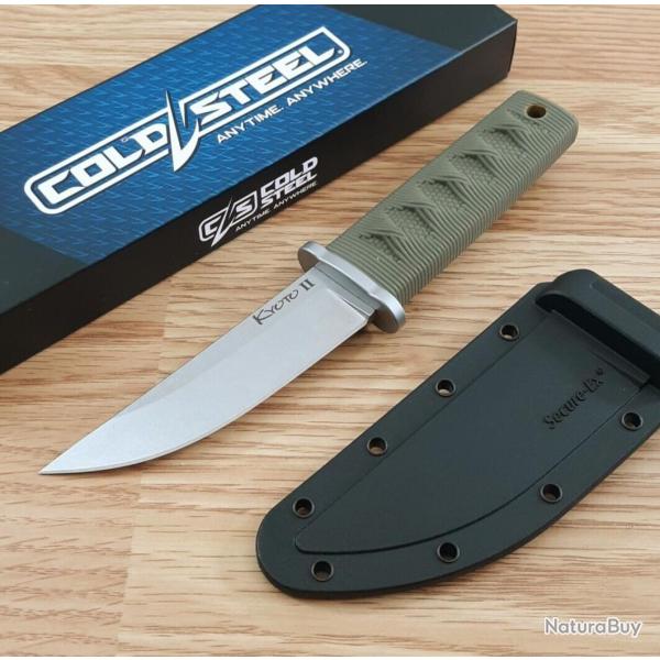 Couteau Cold Steel Kyoto II OD Green Lame Straight Back Acier 8Cr13MoV Manche Kray-Ex