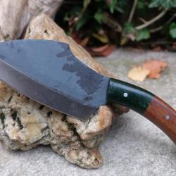 Couteau de Cuisine Lame Acier Carbone 1075 Sheepfoot Manche Bois Fabrication Artisanale