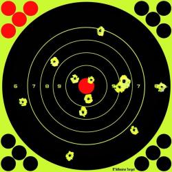 CIBLE DE TIR AUTOCOLLANTE FLUO REACTIF 20x20CM (PAQUET DE 25)