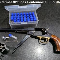 KIT DE CHARGEMENT POUDRE NOIRE 32 TUBES 2ml 1 ENTONNOIR ALU 1 CUILLERE ALU