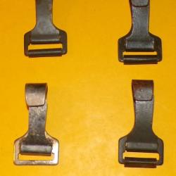 LOT DE 4 CROCHETS + 2 PASSANT EN METAL POUR REPARATION MUSETTE OU SAC  ,BON ETAT VOIR PHOTOS. POUR T
