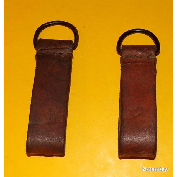 SUPPORT EN CUIR LOT DE 2 POUR CEINTURON EN CUIR DE L'ARMEE FRANCAISE PERMETTANT D'ATTACHER UN BR