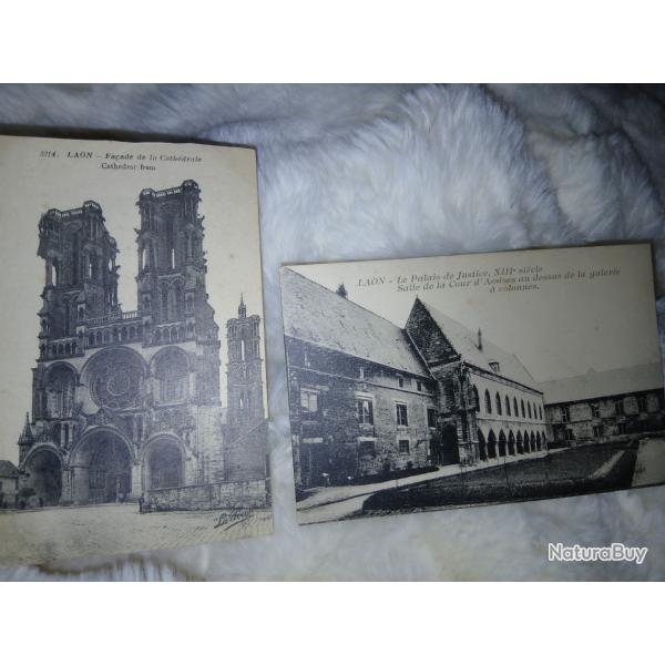 Lot de deux cartes postales sur Laon