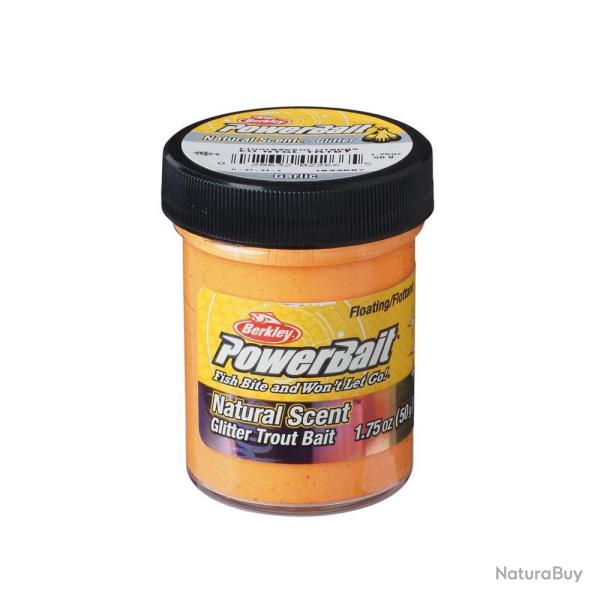BERKLEY PowerBait Garlic Glitter Trout Bait - Fluo Orange - 50g (1.75 oz)
