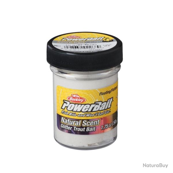 BERKLEY PowerBait Garlic Glitter Trout Bait - White - 50g (1.75 oz)