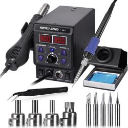 750W Station de Soudage et de Fer à Souder à Air Chaud, 2 en 1 Fer a Souder Pour Le Dessoudage