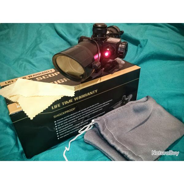 Lunette de vise compacte tactique rticule clair 2.5-10x40E avec laser rouge