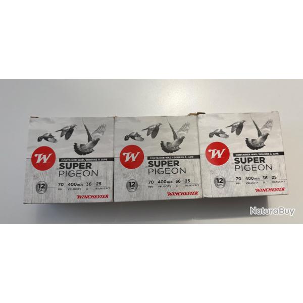 Lot de 73 cartouches WINCHESTER SUPER PIGEON calibre 12/70