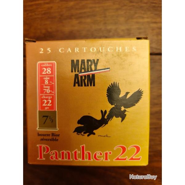 MARY ARM cartouches de chasse Panther 22 / 3 boites de 25 / calibre 28 / 70 22g / 7,5