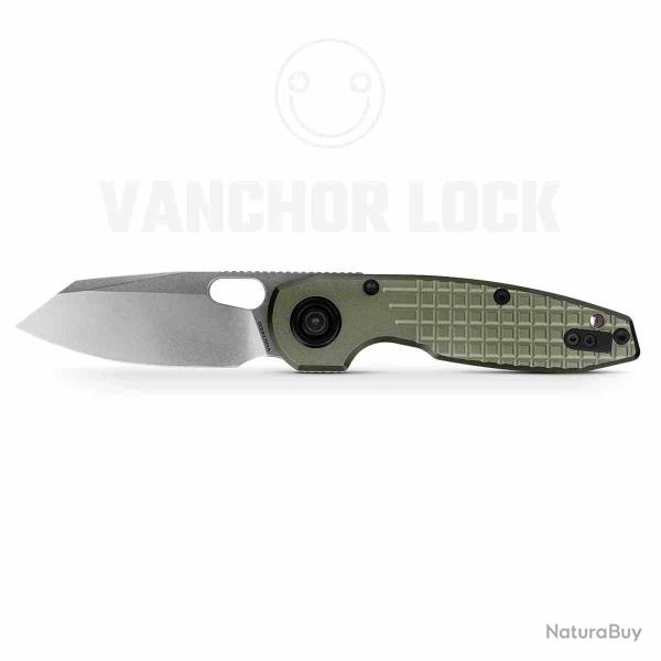 Couteau Vosteed Ankylo Lame Acier Elmax Manche Aluminium Olive Drab Vanchor Lock VOSA1918