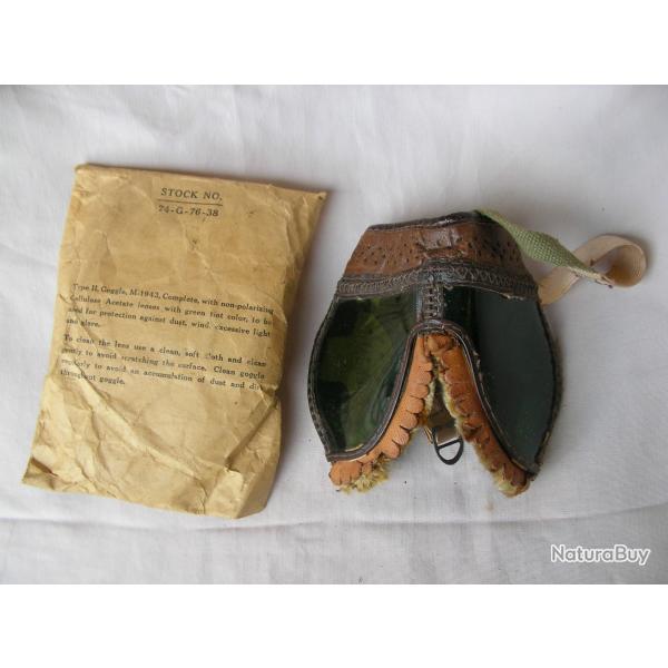WW2 US LUNETTE MILITAIRE PLIABLE ANTI POUSSIRE M43 DATE 1943 AMRICAINE ET SON TUI ( 39-45 )