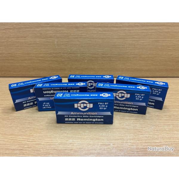 1   sans prix de rserve !! 6 boites de 222 Remington PPU