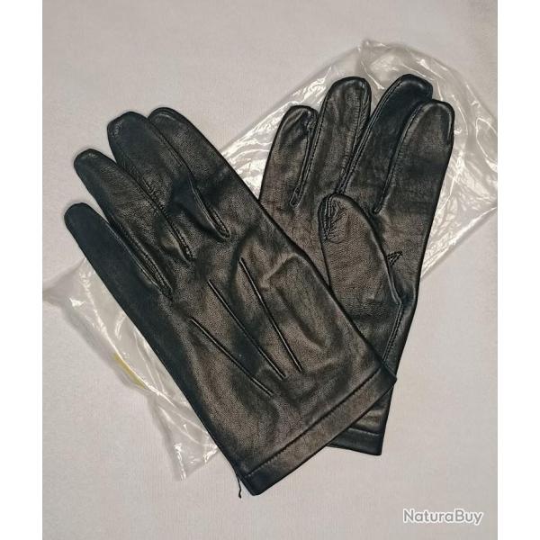 Paire de gant officier cuir noir taille 8 1/2