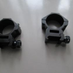 2 anneau ou colliers de montage de lunette sur rail picatinny diametre intérieur colliers 30mm neuf