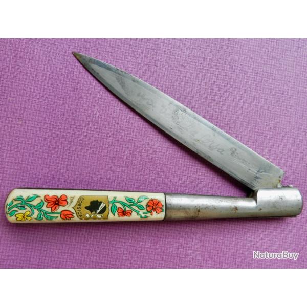 Ancien couteau corse pliant de type Vendetta, 37 cm ouvert.