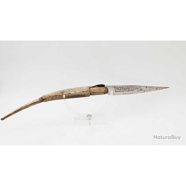 COUTEAN PLIANT ANCIEN DIT NAVAJA CATALOGNE DU SUD 43CM- EXPAGNE FIN XIX XIX eme Espagne