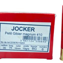 BOITE DE 10 CARTOUCHES JOCKER PETIT CALIBRE 19G BOURRE GRASSE CAL.410/76 PLOMB 7