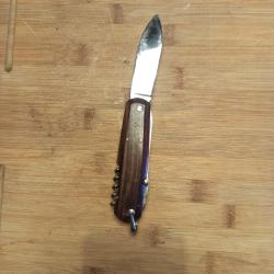 Couteau pliant artisanal bois et acier lame inox