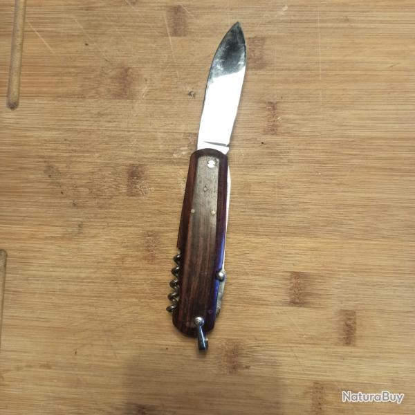 Couteau pliant artisanal bois et acier lame inox