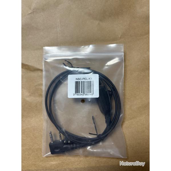 Cble adaptateur pour casque anti-bruit PELTOR SPORTTAC - connectique type Kenwood K1
