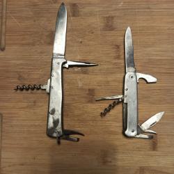 Lot de 2 couteaux - un allemand WW1 - WW2 MERCATOR Solingen - poche de La Rochelle 1944- 1945