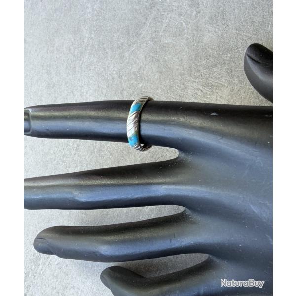 Bague argent - taille 50 - pierres turquoises