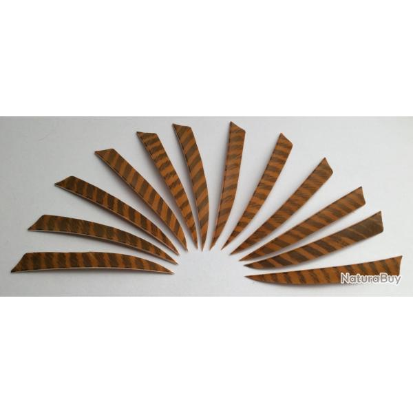 Lot de 12 Plumes Naturelles Shield 5 pouces Tigres Noir-Marron
