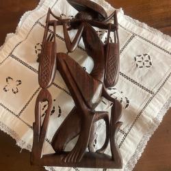 Statue, sculpture artisanale en bois paysan indonésien  - Artisanat de Bali / Java - sculpté main