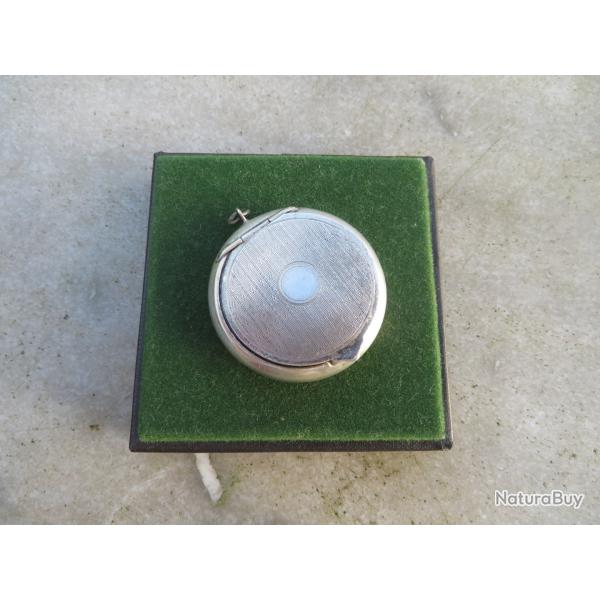 Ancienne Poudrier/Bo�te � pilules en m�tal argent� avec int�rieur en vermeil - FRANCE (Vers 1930)