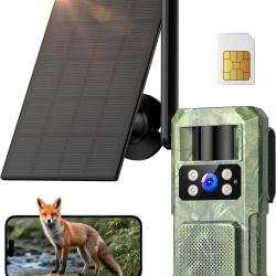 Caméra de Chasse Solaire 4G LTE  2,7K HD Vision Nocturne Couleur Carte SIM 8000?mAh IP66 Étanche