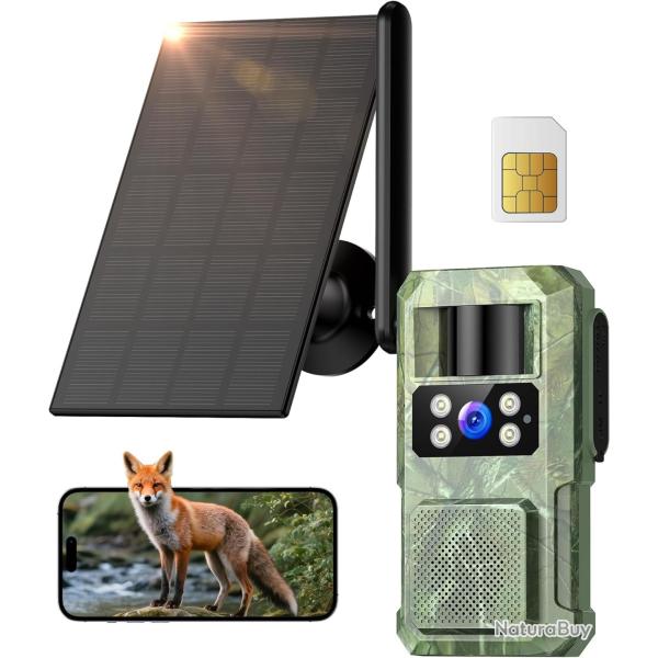 Camra de Chasse Solaire 4G LTE  2,7K HD Vision Nocturne Couleur Carte SIM 8000?mAh IP66 tanche