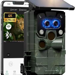 Caméra de Chasse Solaire Double Objectif 4K UHD 60MP Starlight WiFi Vision Nocturne IP66 Étanche