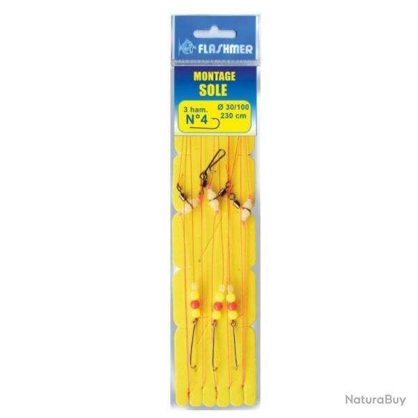 BAS DE LIGNE MER MONTAGE SOLE 3 HAMECONS - 2 - FLASHMER