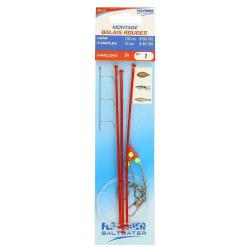 BAS DE LIGNE MER BALAIS ROUGE 3 HAMECONS NO1 - 1 - FLASHMER