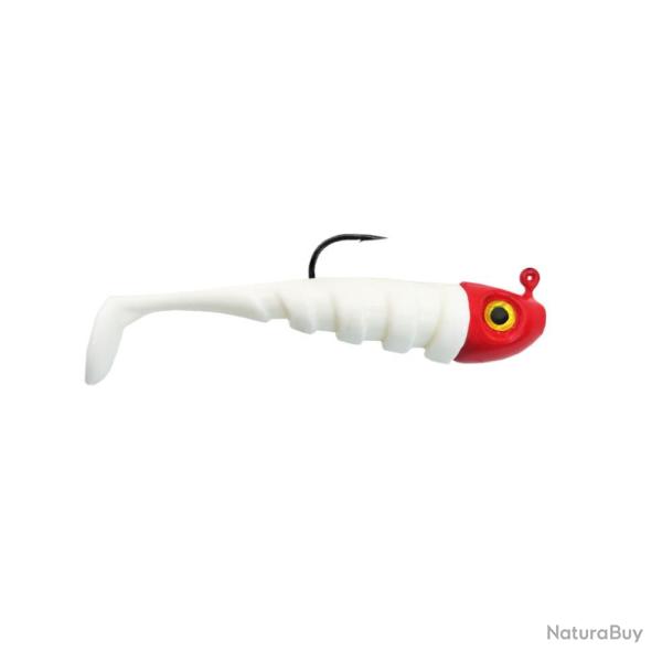 LEURRE SOUPLE TOUPTI SHAD 3CM 2G - BLANC TETE ROUGE - DELALANDE