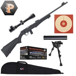 Carabine Rossi 8122 Synthétique Cal.22LR + lunette 3-9x40 + mun + cibles + mds + bipied + fourreau