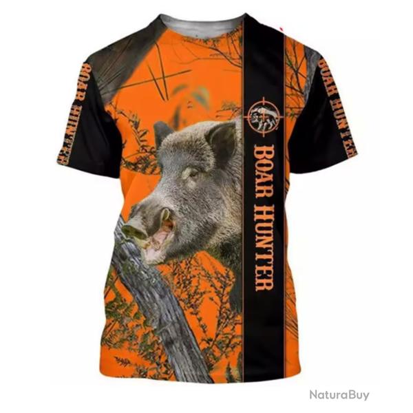 T-shirt chasse SANGLIER 3D Taille au choix.......ENCHERE 1 euro