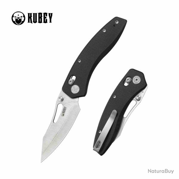 Couteau Kubey Caiman Black Lame Acier San Mai M2 Manche G10 Crossbar Lock KUB421A