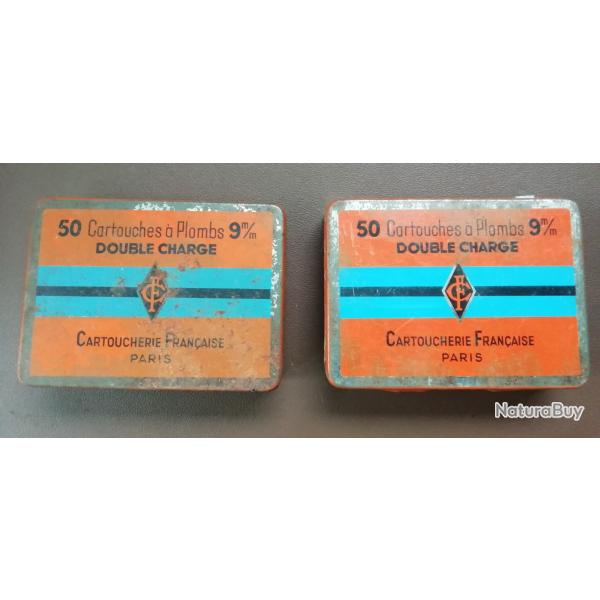 Lot de 2 boites de munitions 9mm Flobert de collection