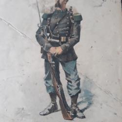 gravure imp ch gillot chasseur a pied petite tenu recompense eleve 1890