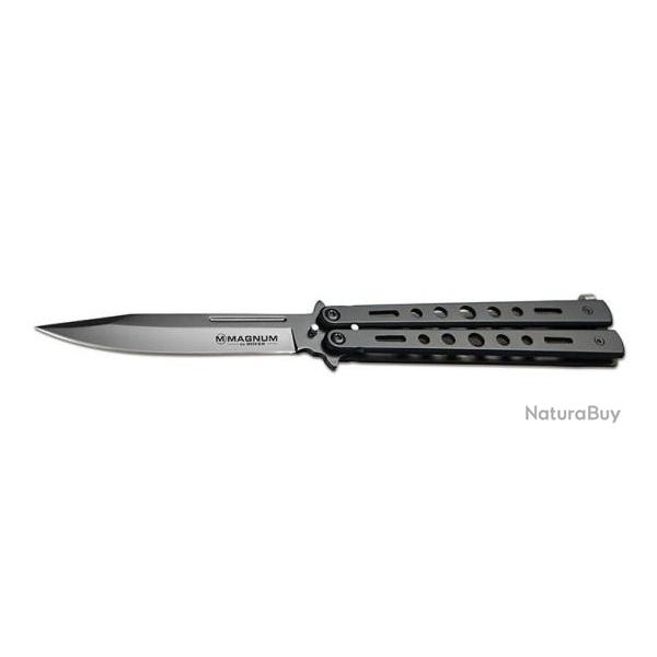 COUTEAU PAPILLON BOKER BALISONG ALL BLACK MANCHE ACIER LAME 95mm